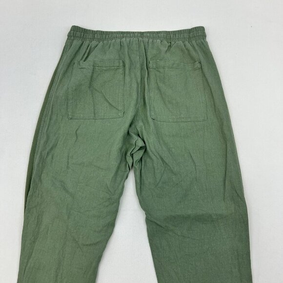 Lana Roux Women’s Linen Blend Jogger Pants Drawstring Green Size Small Pockets - Picture 6 of 9